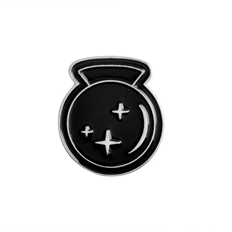 Punk Witch Coffin Witch Book Round Black Brooch