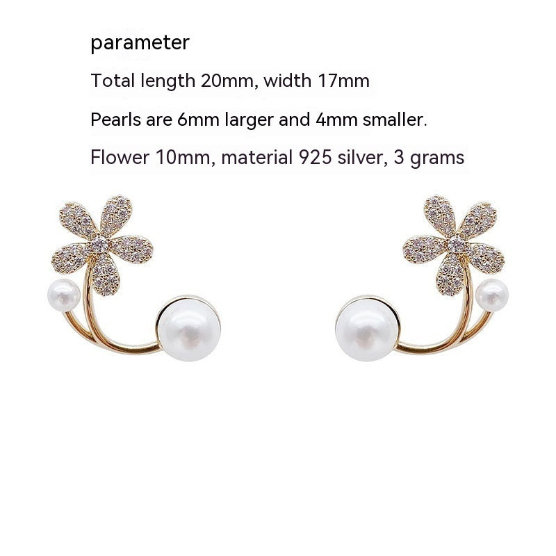 S925 Sterling Silver Pearl Flower Earrings