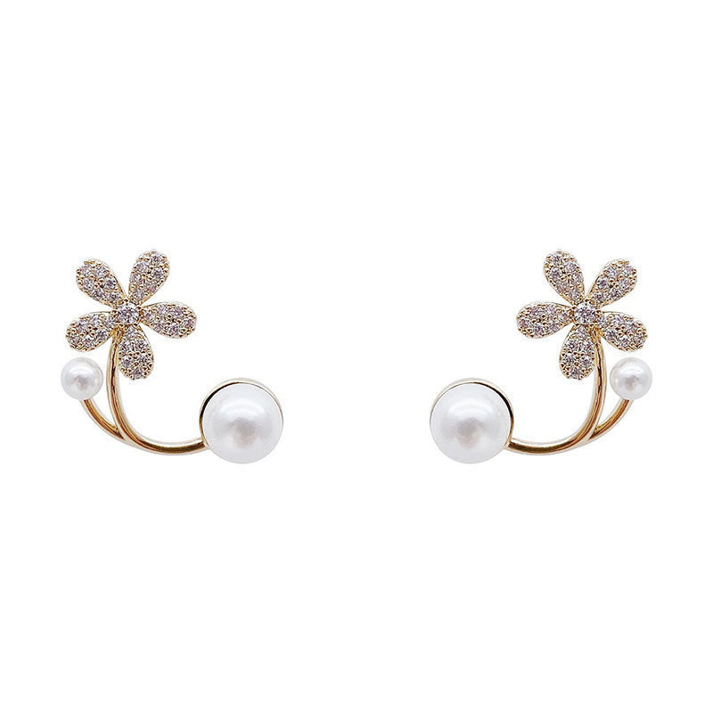 S925 Sterling Silver Pearl Flower Earrings