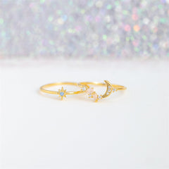 Women's Star Moon Combined Ring Set