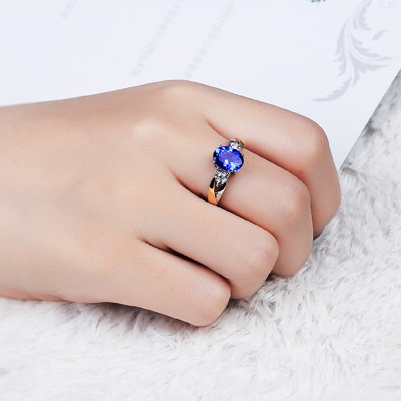 Silver-plated melange sapphire ring