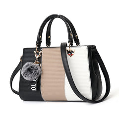 Stripe contrast color handbag shoulder bag messenger bag Korean style bag