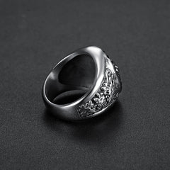 Exaggerated Domineering Black Diamond Lion Head Ring