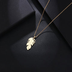 Stainless steel feather necklace