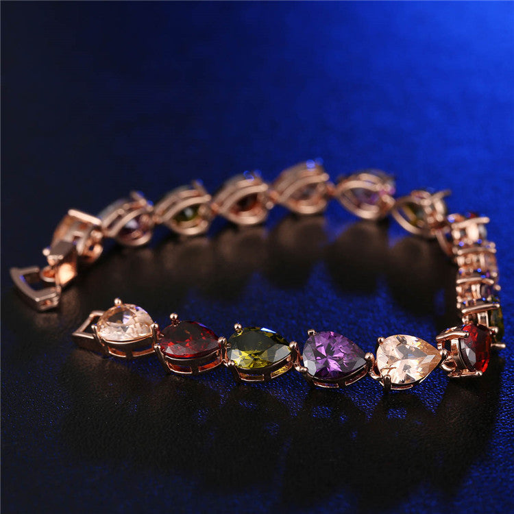 Diamond Cube Colorful Water Drop Crystal Bracelet Zircon Fashion Bracelet Gift Jewelry