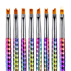 8Pcs set of painted nail art flower brush petal pen