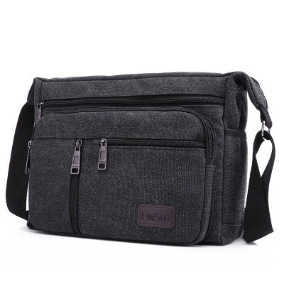 Canvas bag men's horizontal shoulder bag