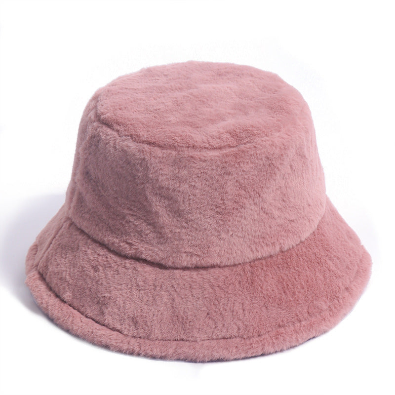 Pure color lamb wool fisherman hat