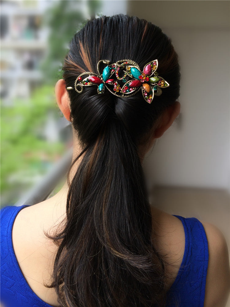 Chinese style retro resin butterfly dish hair clip