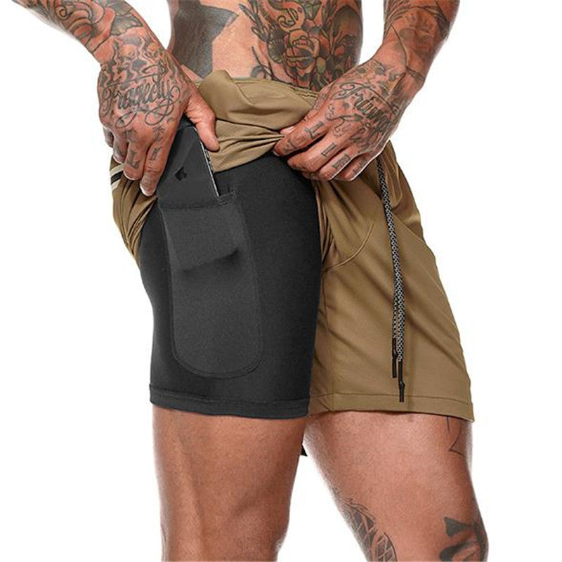 Summer Men's Beach Pants Leisure Plus Size Double Shorts Mesh Sports Pants