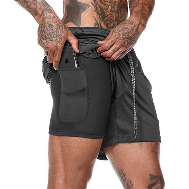 Summer Men's Beach Pants Leisure Plus Size Double Shorts Mesh Sports Pants