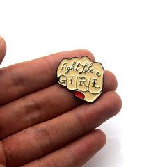 Creative Personality Drop Oil Fight Like A Girl Fist Brooch Badge Collar Pin