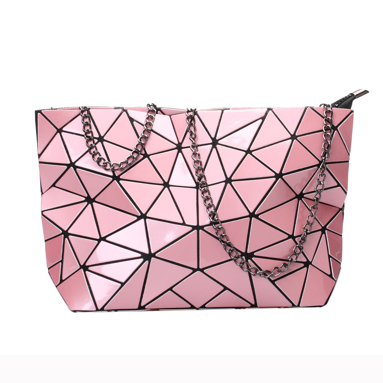 PU Geometric Diamond Lattice Single Shoulder Chain Bag For Women