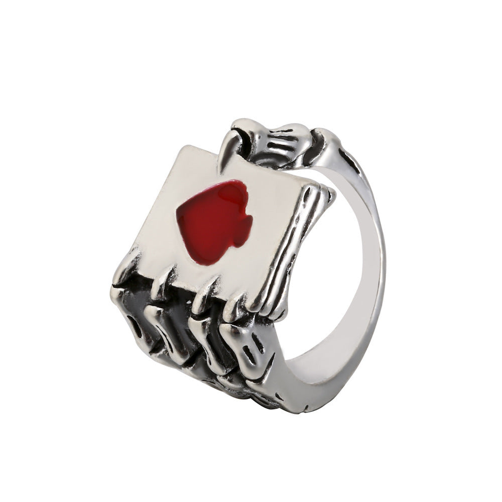 Metal Playing Card Hearts And Spades Ring