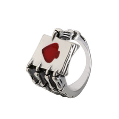 Metal Playing Card Hearts And Spades Ring