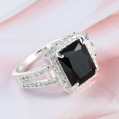 Europe And America Creative Couple Fashion Black Zircon Ring