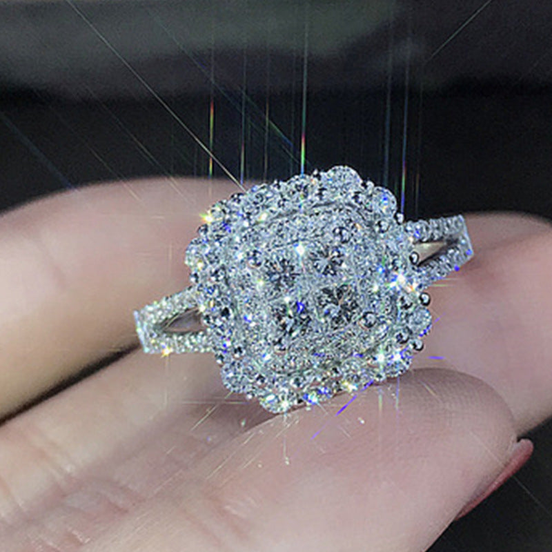 Micro-Set Princess Ring Simulation Diamond Wedding Jewelry