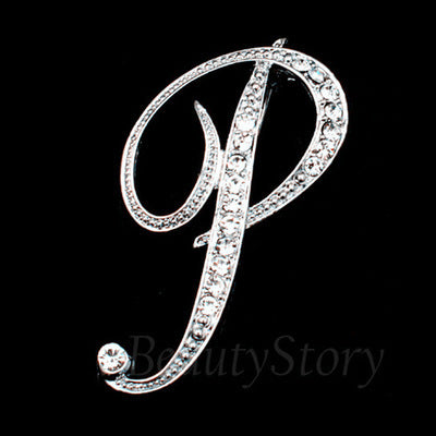 English letter brooch with diamonds