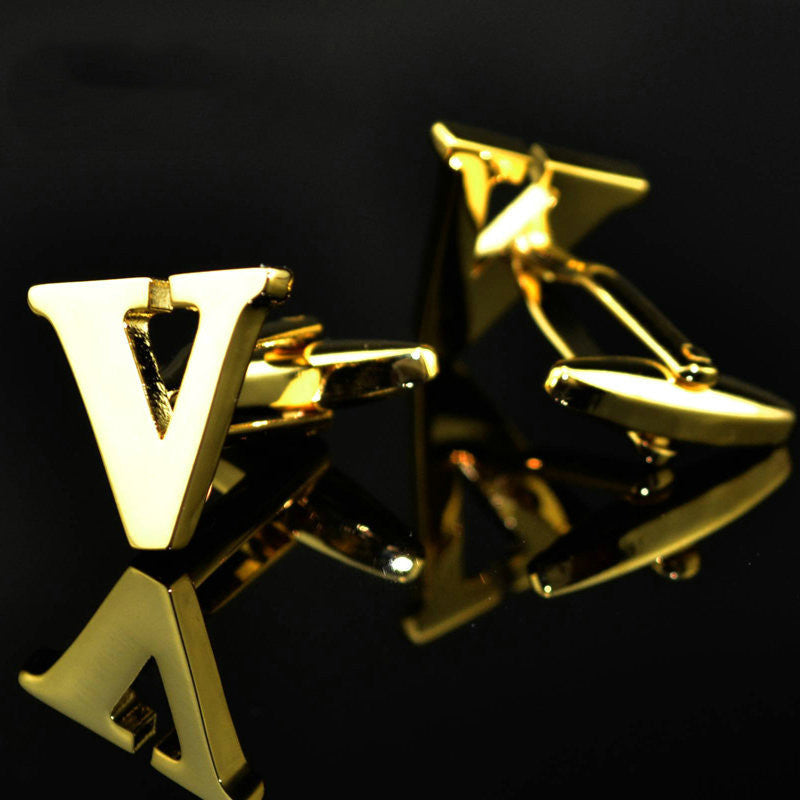 A-Z plated 14K gold letters cufflinks cufflinks