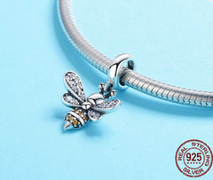 new simple bee story pendant 925 sterling silver bracelet beaded diy necklace jewelry accessories SCC821