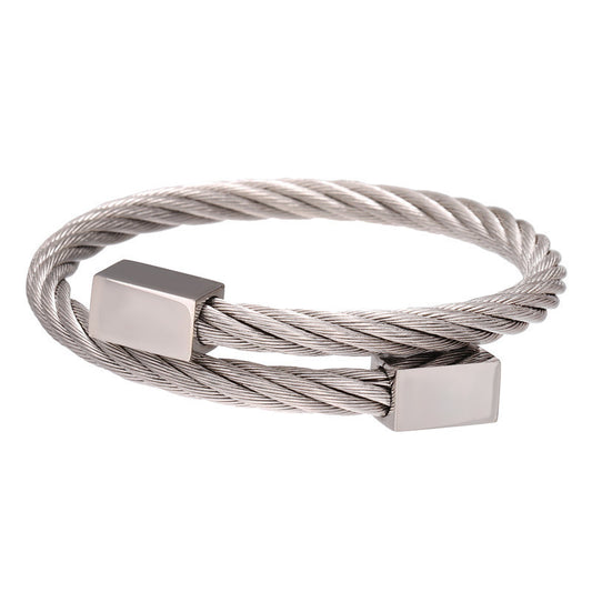 Retro Trend Stainless Steel Winding Three Color Square Bracelet