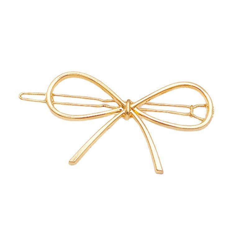 New Hollow Plated Alloy Women's Bow Hairpin Simple Matte Gold Side Clip Hair Accessories