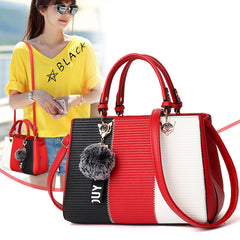 Stripe contrast color handbag shoulder bag messenger bag Korean style bag