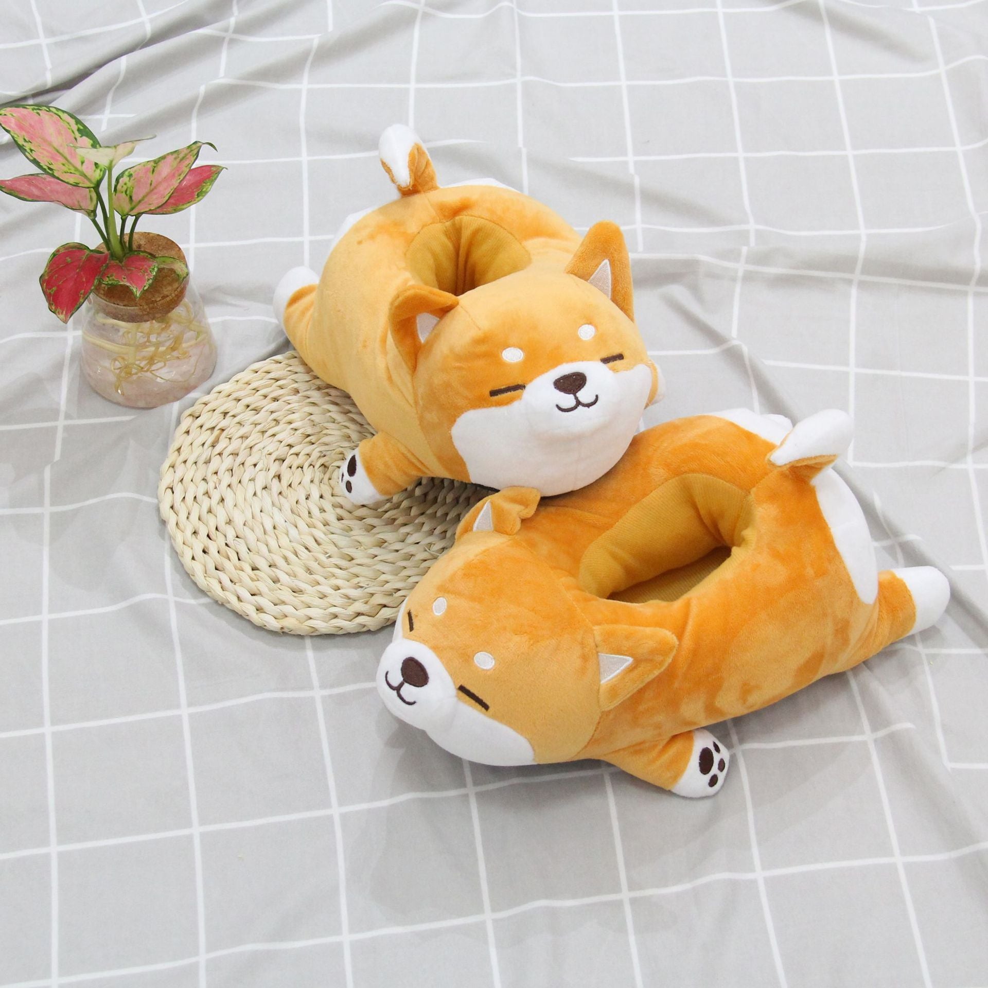 Cute Soft Cute Corgi Slippers Animal Home Plush Cotton Shoes