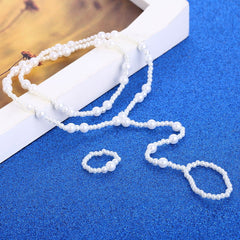 Two-piece Beach Anklet Pearl Ring Two-piece Set