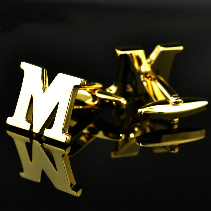 A-Z plated 14K gold letters cufflinks cufflinks