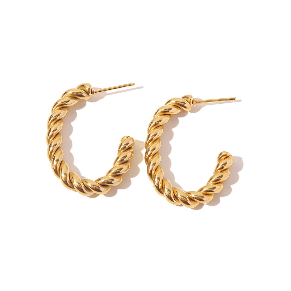 Fashion Creative Earrings 18ct Gold Twist Geometric