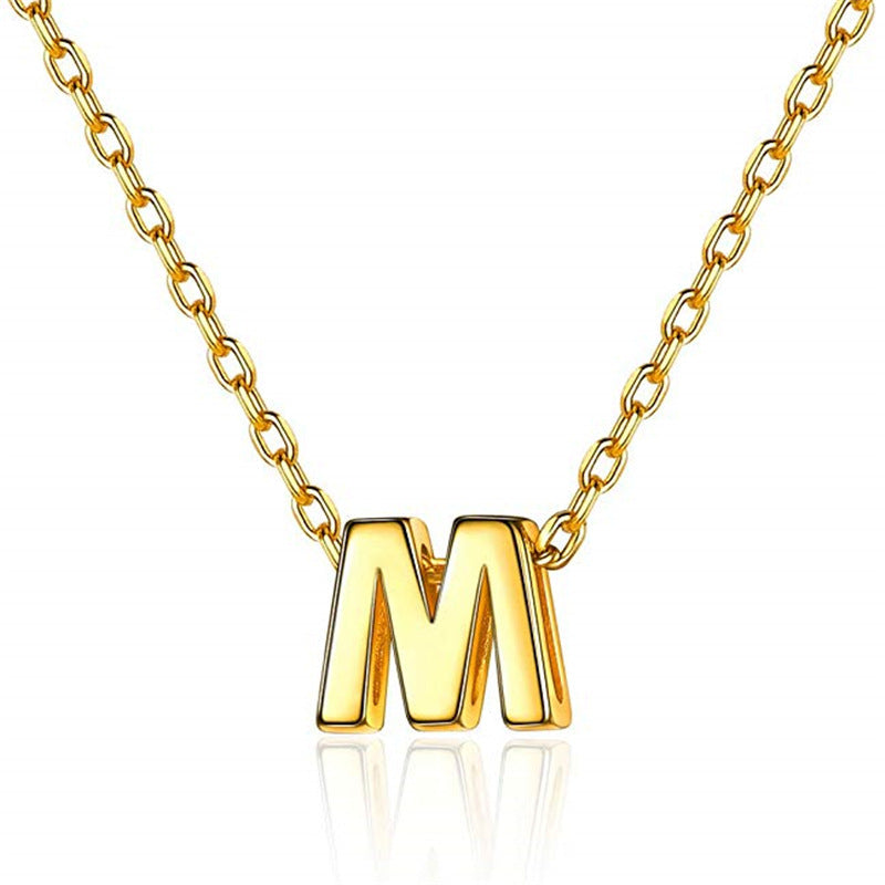 Gold 26 Letter Pendant Necklace European And American Simple