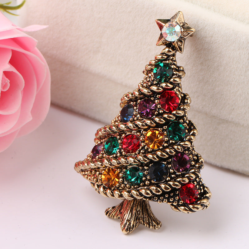 Vintage Diamond Christmas Tree Pin