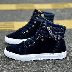 Chain canvas shoes high-top casual sneakers