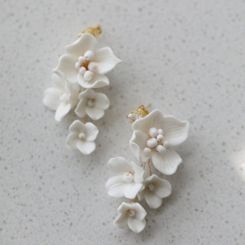 Bridal Ceramic Flower Headband Dense Flower