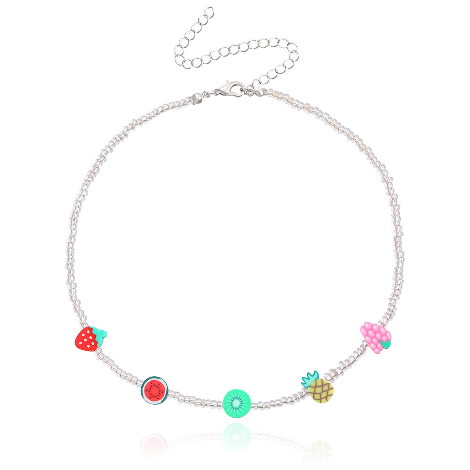 Personalized Colorful Fruit Element Rice Bead Necklace For Women