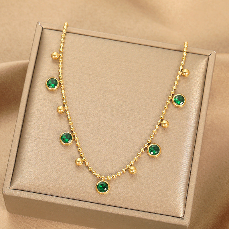 Online Influencer Fashion Elegant Gold-plated Stainless Steel Zircon Necklace