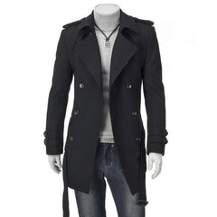 Casual Cool Woolen Slim Belt Men's Duster