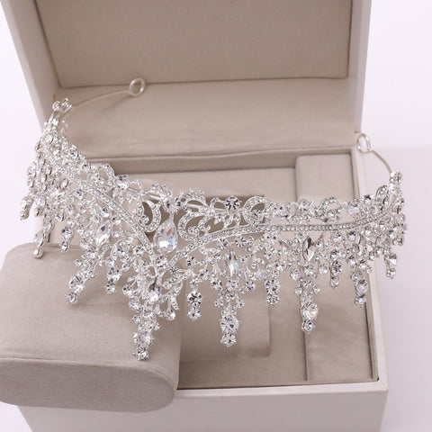 Silver Crystal Drop Bridal Jewelry Set