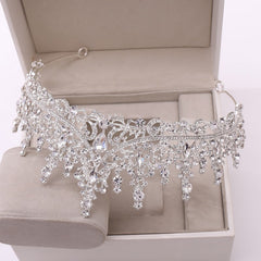 Silver Crystal Drop Bridal Jewelry Set