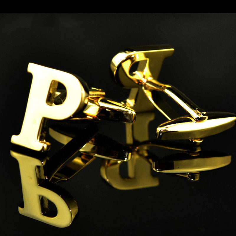 A-Z plated 14K gold letters cufflinks cufflinks