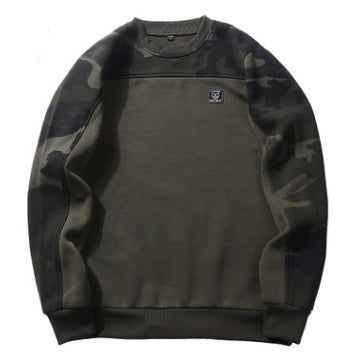 Autumn and winter new men's Hong Kong casual camouflage sleeve T-shirt turtleneck sweater T-shirt