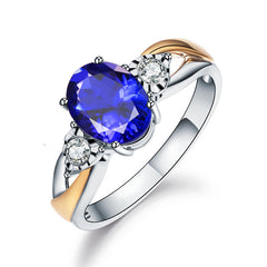 Silver-plated melange sapphire ring