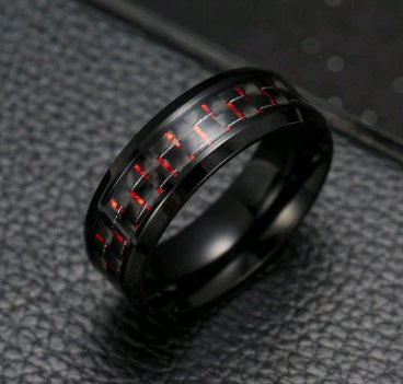 Carbon Fiber Ring Men's Ring Fashion Men's Titanium Steel Ring