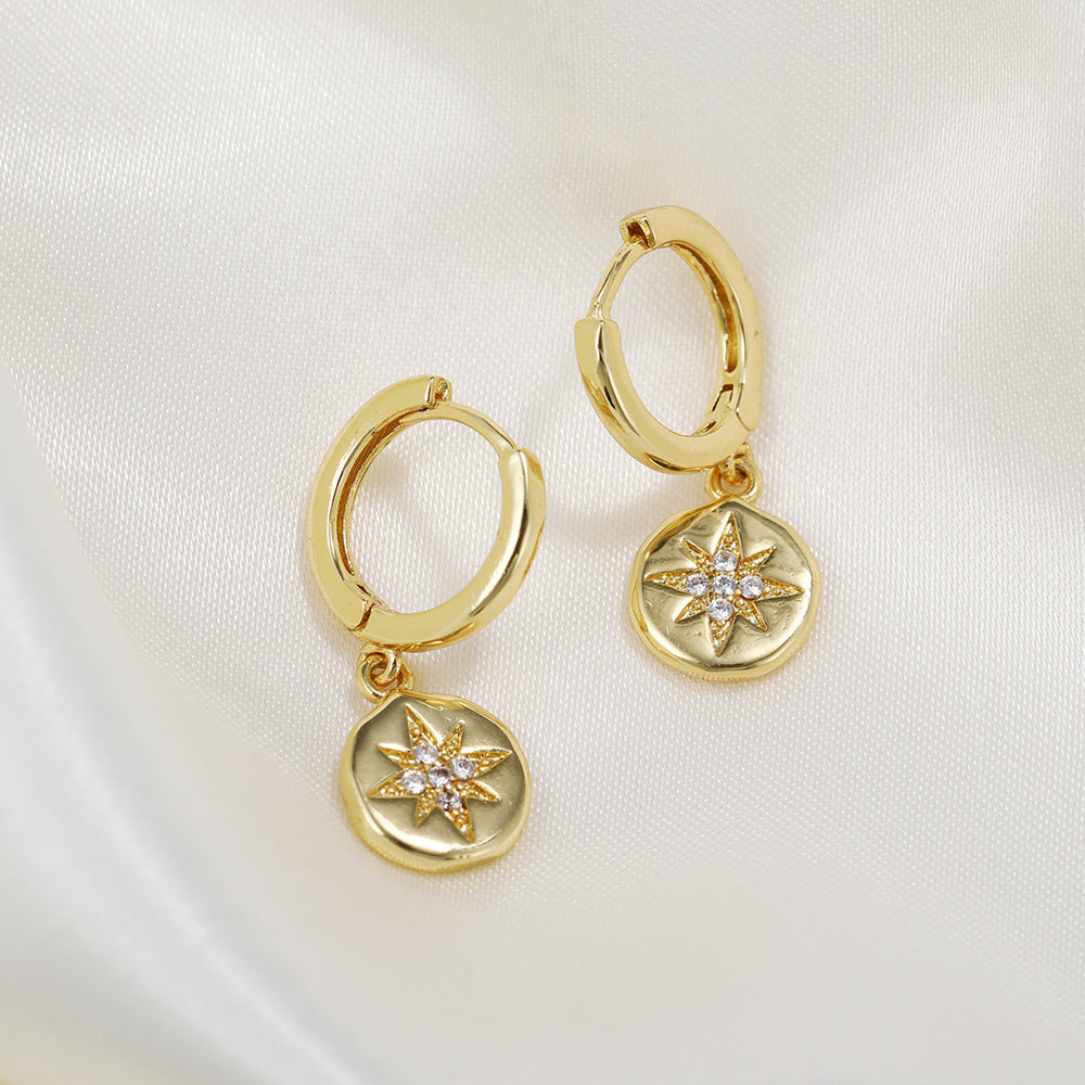 Gold Preserving Color Jewelry Micro Inlaid Starry Sky Element Stud Earrings