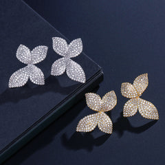 New European and American style earrings four-leaf clover flower diamond luxury earrings factory direct