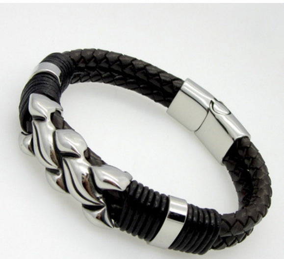 Men's multi-layer braided leather bracelet