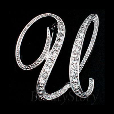 English letter brooch with diamonds