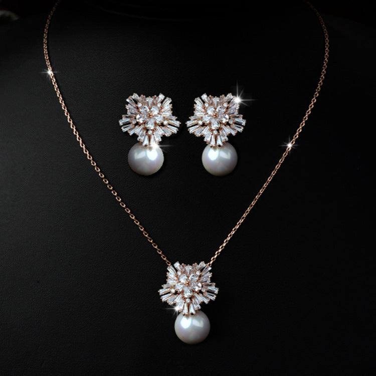 luxury pearl necklace earrings set with zircon jewelry fashion bride  girls product  women accessories  trendy jewelry  women product  jewelry  necklace  earing  women products  Accessories  ellexo shop  fashion  girls fashion  girls accessories  girls products  High-end Accessories  jewelry set  Luxury  pendant  silver  stylish  Two Piece Set  Wedding Jewelry  women fashion  women jewelry