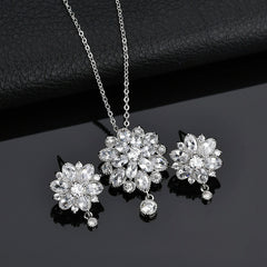 Zircon Necklace And Earring Set Dragon Girl Flower Zircon Jewelry